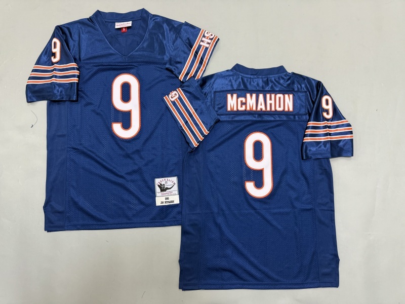Men 2025 Nike Chicago Bears #9 Mcmahon Blue Throwback Limited NFL Jersey style 001